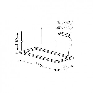 dimensioni lampadario rettangolare Edge